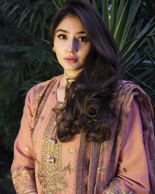 Arzoo Chiffon Peach Pink