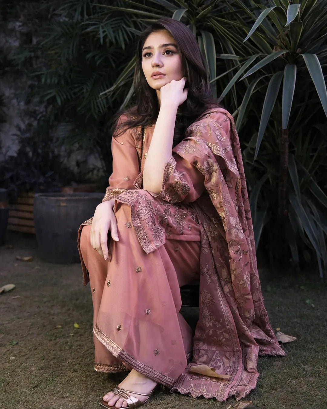 Arzoo Chiffon Peach Pink